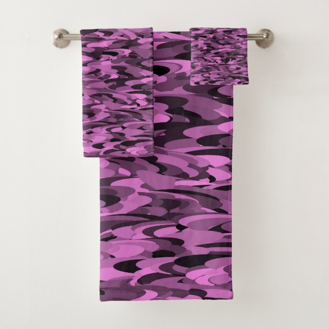 Conjunto De Toalhas Abstrato Padrão preto roxo (Insitu)
