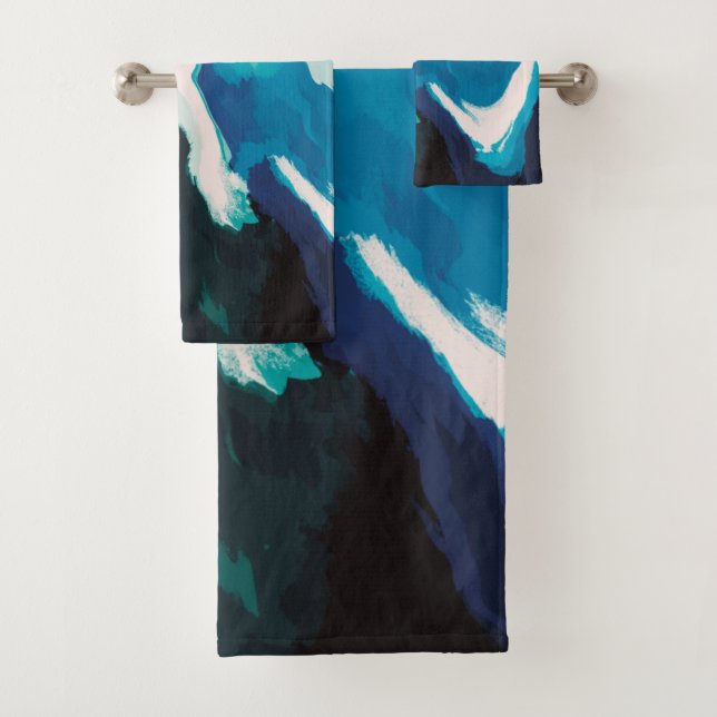 Conjunto De Toalhas Abstrato Pastel Paint Lagoon Edition (Insitu)