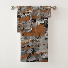 Conjunto De Toalhas Abstrato preto, Cinza e caramelo
