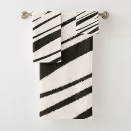 Conjunto De Toalhas Abstrato preto e branco