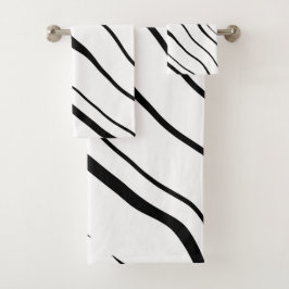 Conjunto De Toalhas Abstrato preto e branco