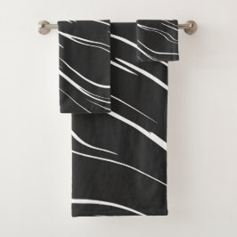 Conjunto De Toalhas Abstrato preto e branco