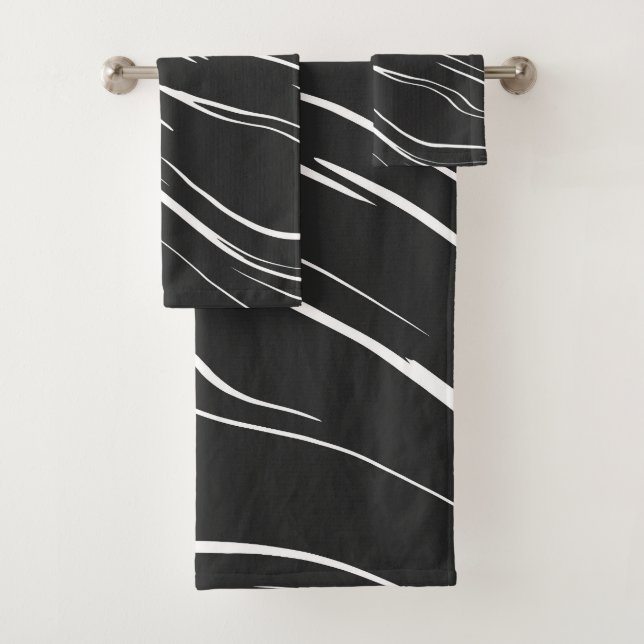 Conjunto De Toalhas Abstrato preto e branco (Insitu)
