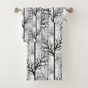 Conjunto De Toalhas Abstrato preto e branco