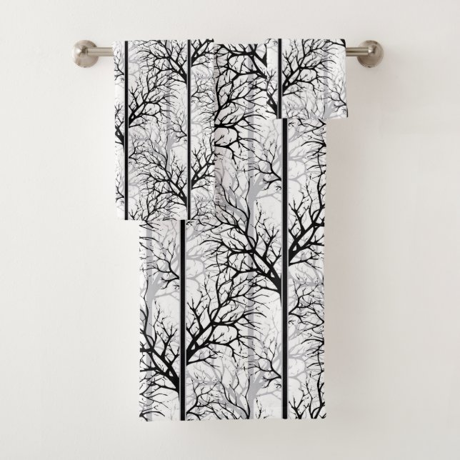 Conjunto De Toalhas Abstrato preto e branco (Insitu)