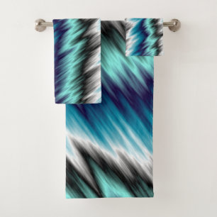 Conjunto De Toalhas Abstrato preto e branco azul