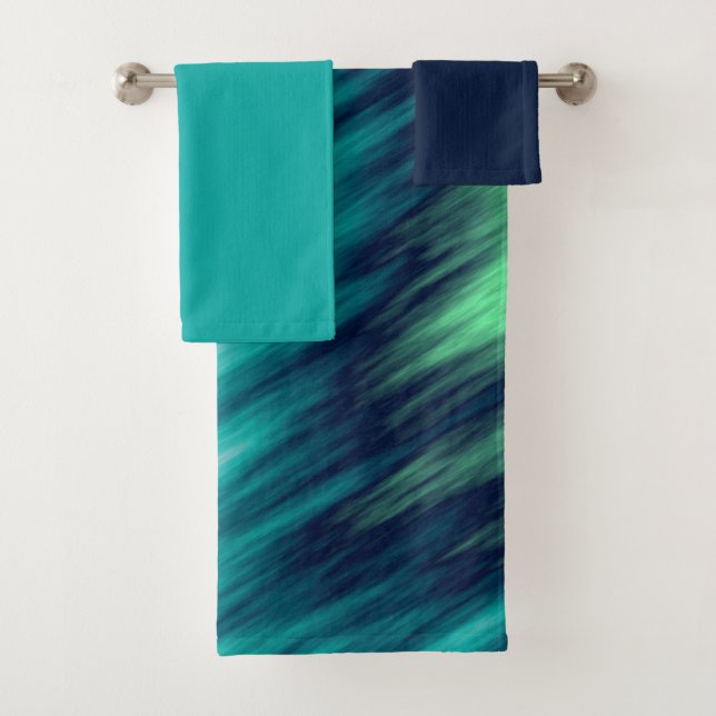 Conjunto De Toalhas Abstrato preto e branco verde azul (Insitu)