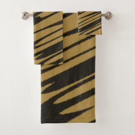 Conjunto De Toalhas Abstrato preto e Dourado