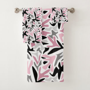Conjunto De Toalhas Abstrato, Preto e Rosa, Juventude, Pílula Moderna