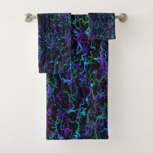 Conjunto De Toalhas Abstrato púrpura, preta e azul