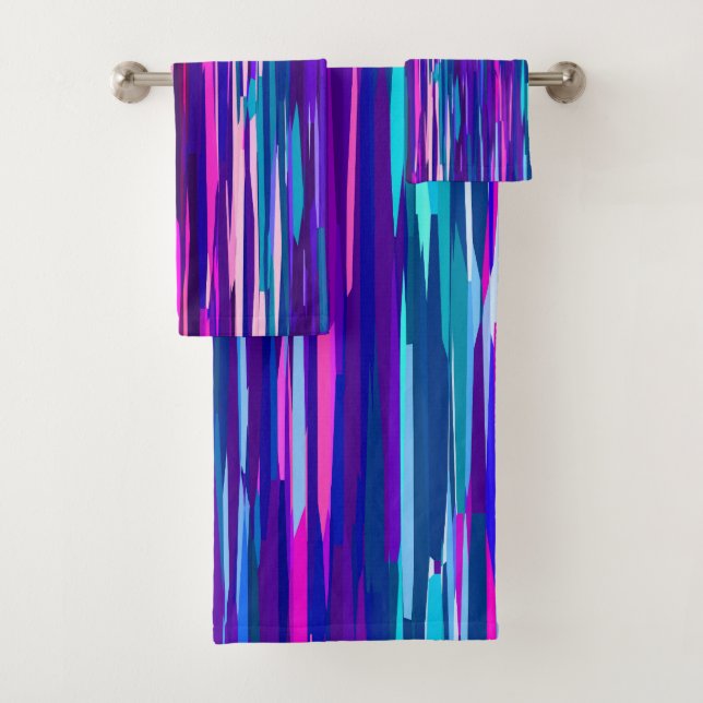 Conjunto De Toalhas Abstrato púrpura, rosa e azul (Insitu)