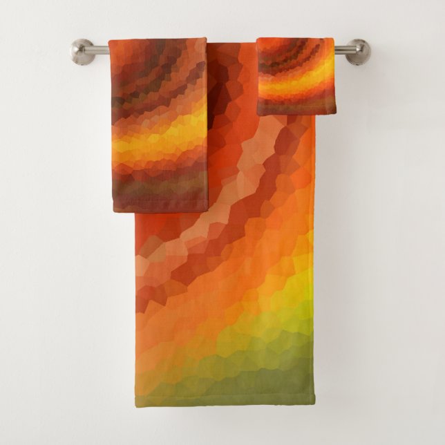 Conjunto De Toalhas Abstrato rolo líquido, cor de laranja, fogo castan (Insitu)
