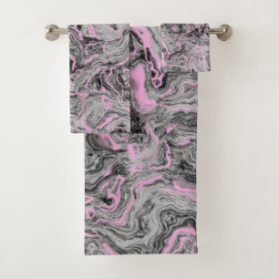 Conjunto De Toalhas Abstrato rosa e cinza