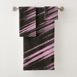 Conjunto De Toalhas Abstrato rosa e preto