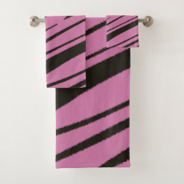 Conjunto De Toalhas Abstrato rosa e preto