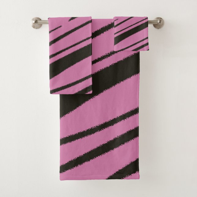 Conjunto De Toalhas Abstrato rosa e preto (Insitu)