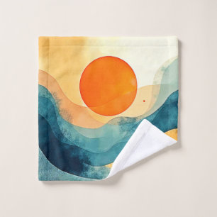 Conjunto De Toalhas Abstrato Sunset Waves Art