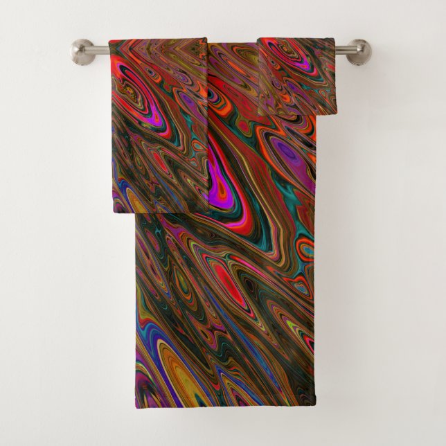 Conjunto De Toalhas Abstrato Trippy Orange e Magenta Butterfly (Insitu)