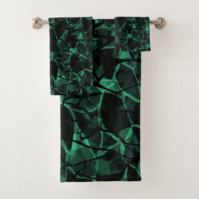 Conjunto De Toalhas abstrato verde (Insitu)