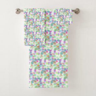 Conjunto De Toalhas Abstrato Verde Azul Rosa Púrpura Elegante
