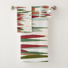 Conjunto De Toalhas abstrato verde e vermelho