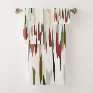Conjunto De Toalhas abstrato verde e vermelho