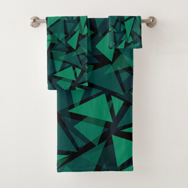 Conjunto De Toalhas Abstrato verde eserald poligonal (Insitu)