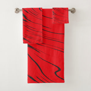 Conjunto De Toalhas Abstrato vermelha e Cinza