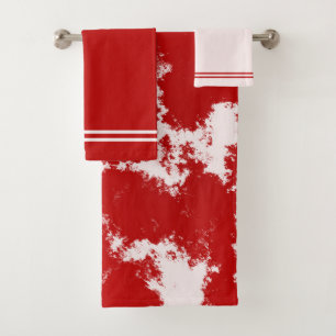 Conjunto De Toalhas Abstrato vermelho e branco