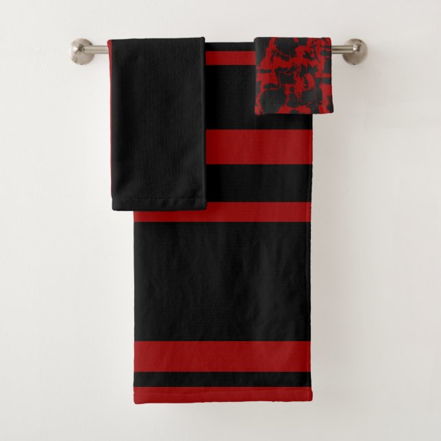 Conjunto De Toalhas Abstrato vermelho e carvão vegetal (Insitu)
