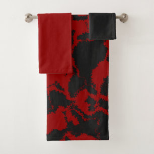Conjunto De Toalhas Abstrato vermelho e carvão vegetal