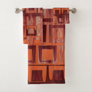 Conjunto De Toalhas abstrato vermelho e laranja