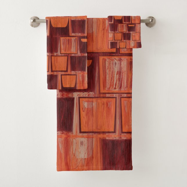 Conjunto De Toalhas abstrato vermelho e laranja (Insitu)