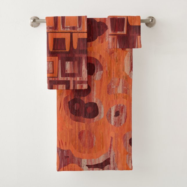 Conjunto De Toalhas abstrato vermelho e laranja (Insitu)