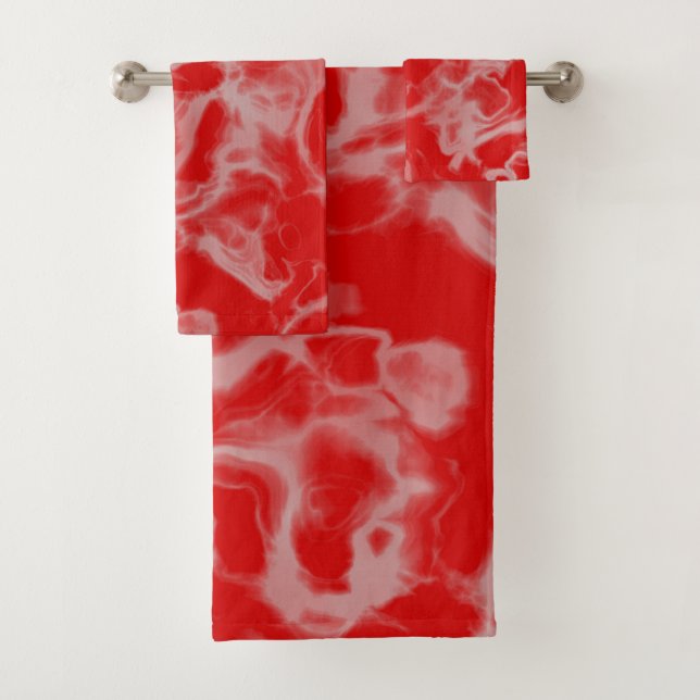 Conjunto De Toalhas abstrato vermelho Marble (Insitu)