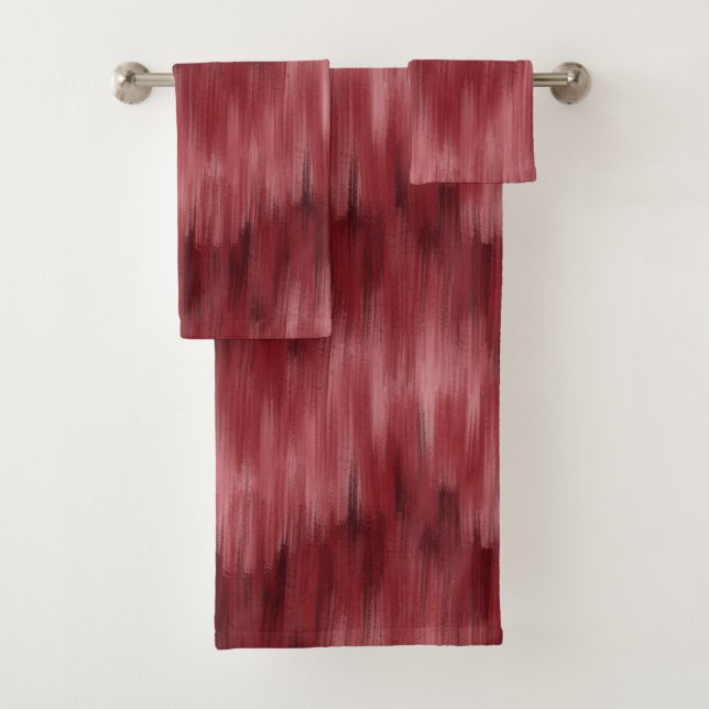 Conjunto De Toalhas Abstrato Vermelho Turvo Ondas Escovadas (Insitu)
