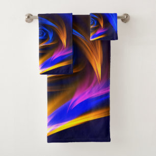 Conjunto De Toalhas Abstrato Vortex Forma Azul Laranja