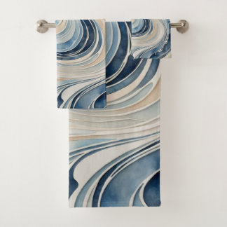 Conjunto De Toalhas Abstrato Waves 3 Bandejas