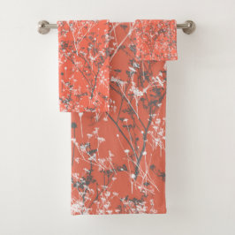 Conjunto De Toalhas Abstrato Wildflower Terracotta Red