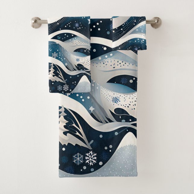 Conjunto De Toalhas Abstrato Winter Wonderland (Insitu)