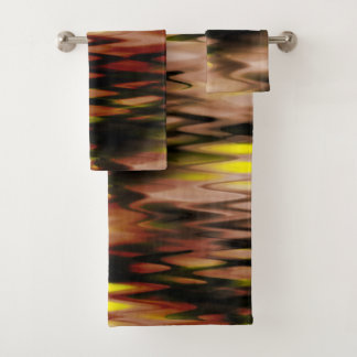 Conjunto De Toalhas Abstrato zag de forma gradiente castanha a amarela