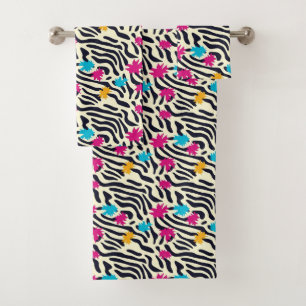 Conjunto De Toalhas Abstrato Zebra Stripes com pintura folha