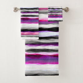 Conjunto De Toalhas Abstratos rosa, branca e Cinza