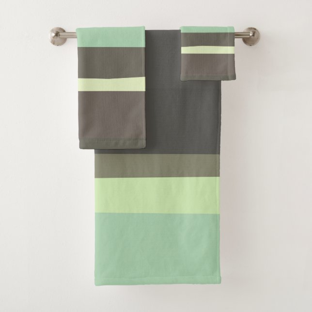 Conjunto De Toalhas abstratos verdes e cinza (Insitu)