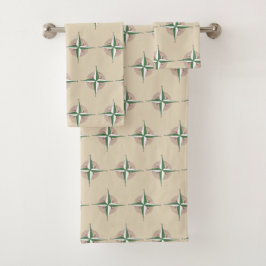 Conjunto De Toalhas Acampamento de Impressão do Compass Verde Tan Cami