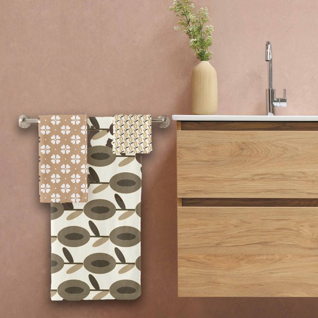 Conjunto De Toalhas Ação de Graças Browns Nome Personalizado Floral (Criador carregado)