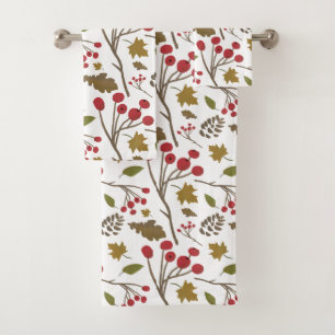 Conjunto De Toalhas Ação de Graças Folhas de outono ramos bagas decor