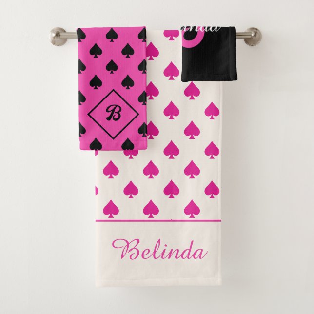 Conjunto De Toalhas Ace of Spades Padrão Rico Nome Monograma (Insitu)