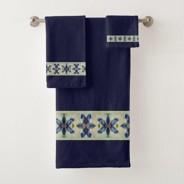 Conjunto De Toalhas Acento floral azul escuro (Insitu)