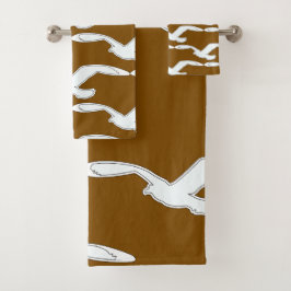 Conjunto De Toalhas Acessório de Banho Pássaro em Voo Marrom       